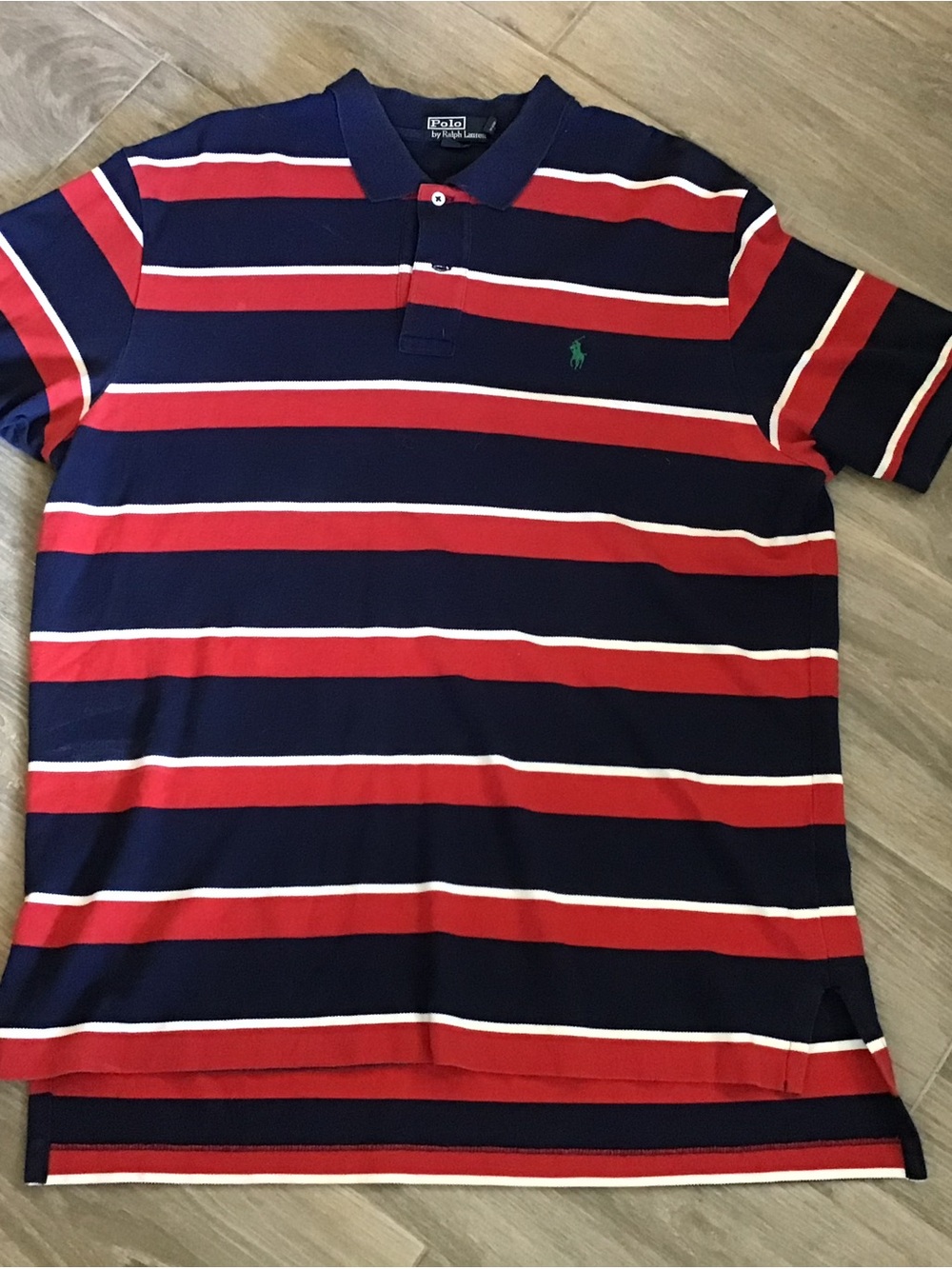 Ralph Lauren Navy, Red and White Striped Polo Shirt